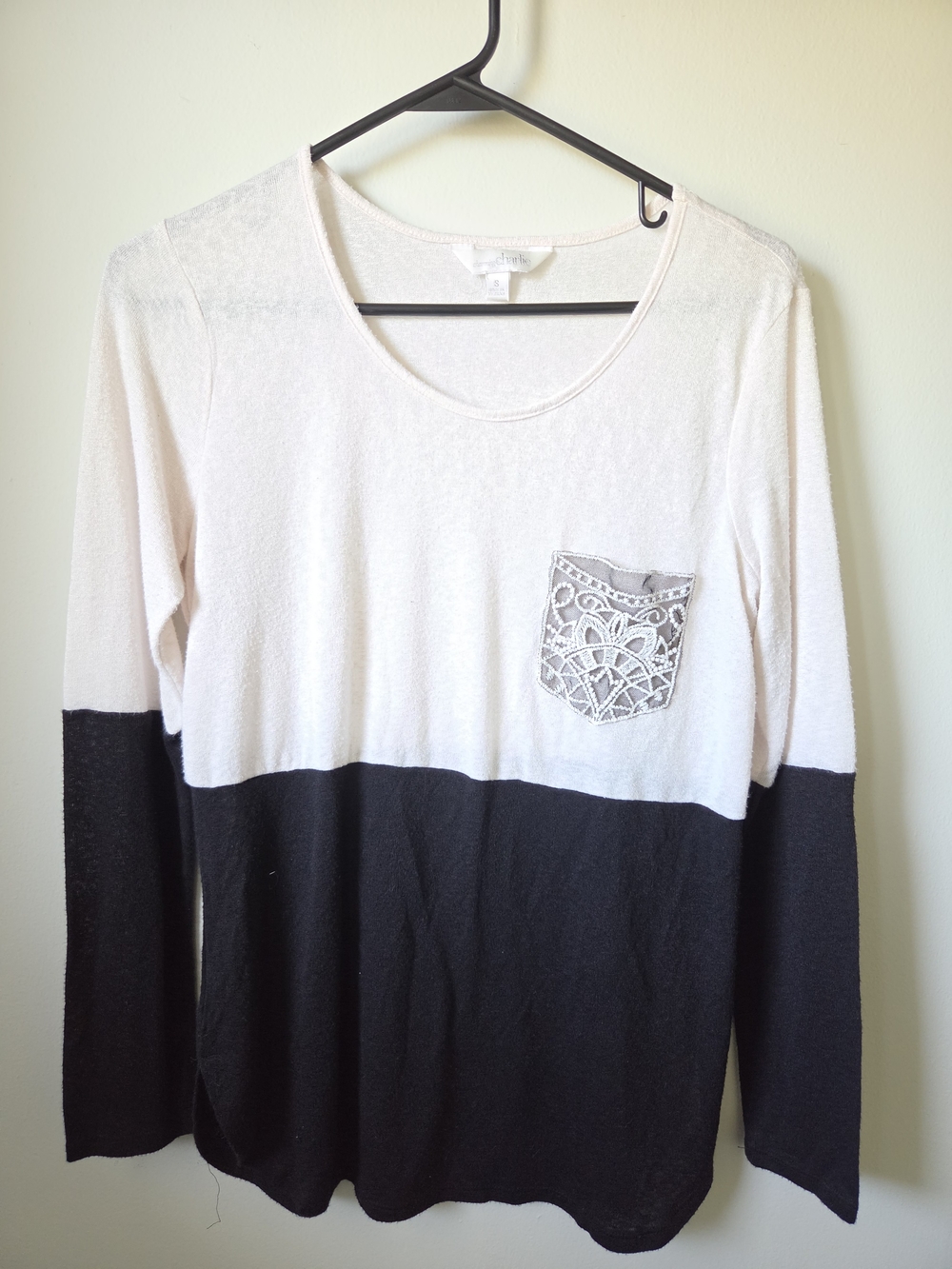 Charming Charlie Two-Tone Long Sleeve Sweater